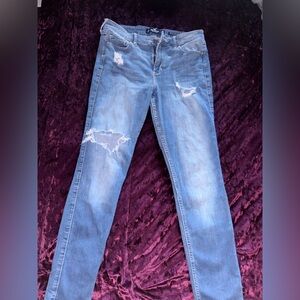 Hollister Light Blue Distressed Straight Leg Jeans